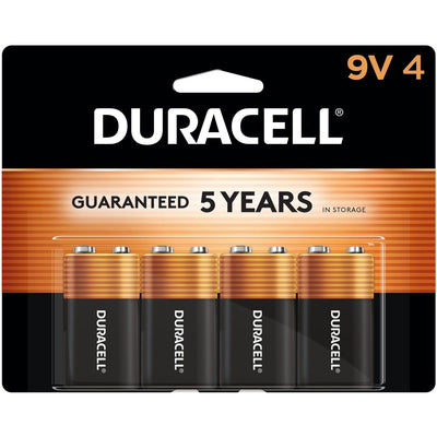 Duracell 9-Volt Coppertop Alkaline Batteries, 4-Packs, Black, 12 / Carton, DURMN16RT4ZCT