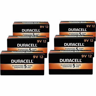 Duracell 9-Volt Coppertop Alkaline Batteries, 12-Packs, Black, 6 / Carton, DUR01601CT