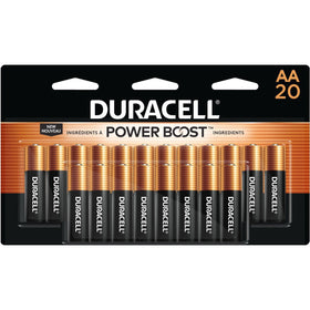 Duracell Coppertop Alkaline AA Battery 20-Packs, Black/Copper, 12 / Carton, DURMN1500B20CT