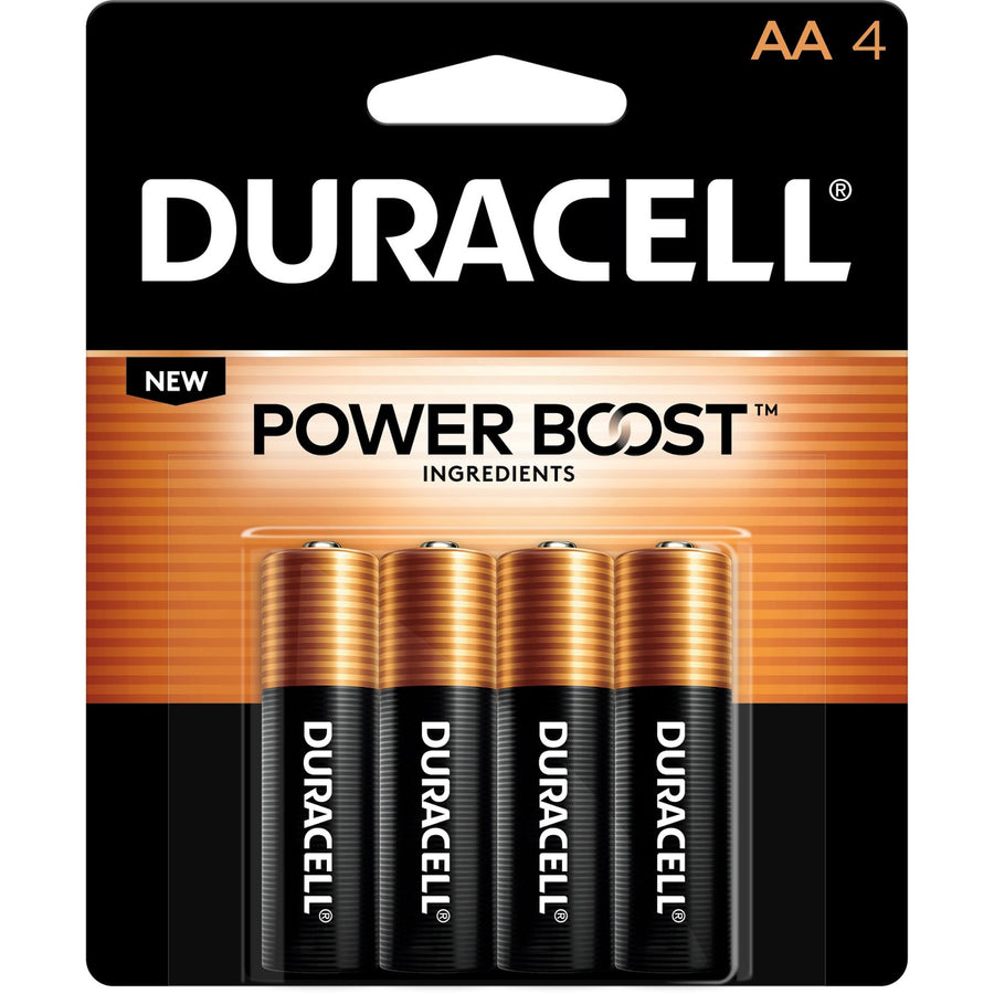 Duracell Coppertop Alkaline AA Battery 4-Packs, Black, 4 / Carton, DURMN1500B4ZCT