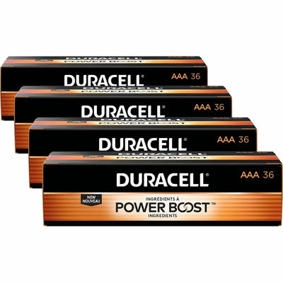 Duracell Coppertop Alkaline AAA Battery 36-Packs, Black, 4 / Carton, DURMN24P36CT
