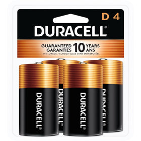 Duracell Coppertop Alkaline D Battery 4-Packs, Black, 12 / Carton, DURMN1300R4ZCT
