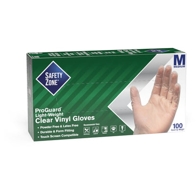The Safety Zone Safety Zone Powder Free Clear Vinyl Gloves, 10 / Carton, SZNGVP9MDHHCT