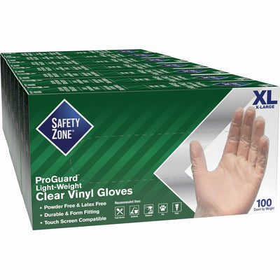 The Safety Zone Safety Zone Powder Free Clear Vinyl Gloves, 10 / Carton, SZNGVP9XLHHCT