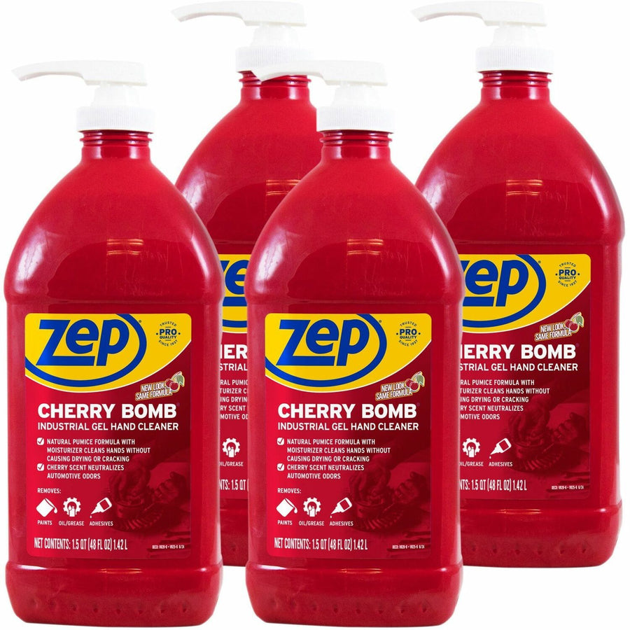 Zep Cherry Bomb Gel Hand Cleaner, Red, 4 / Carton, ZPEZUCBHC484CT
