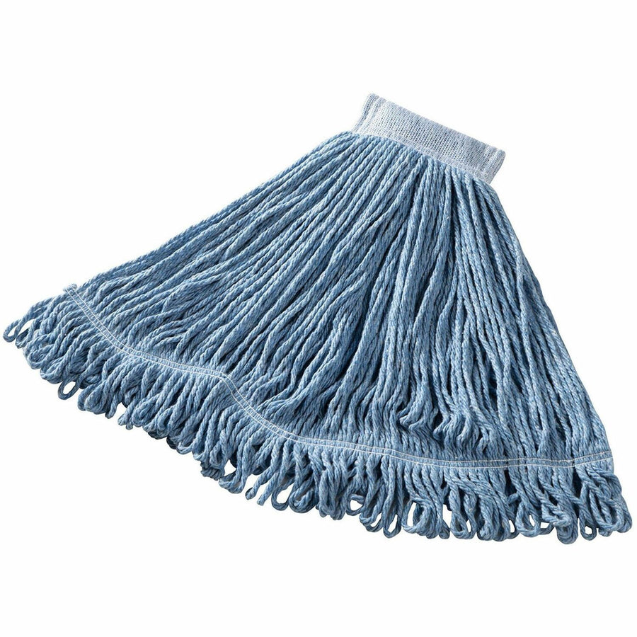 Rubbermaid Commercial Super Stitch 24 oz Blend Wet Mop Heads, Blue, Synthetic Yarn, Launderable, 6 / Carton, RCPD253BLUCT