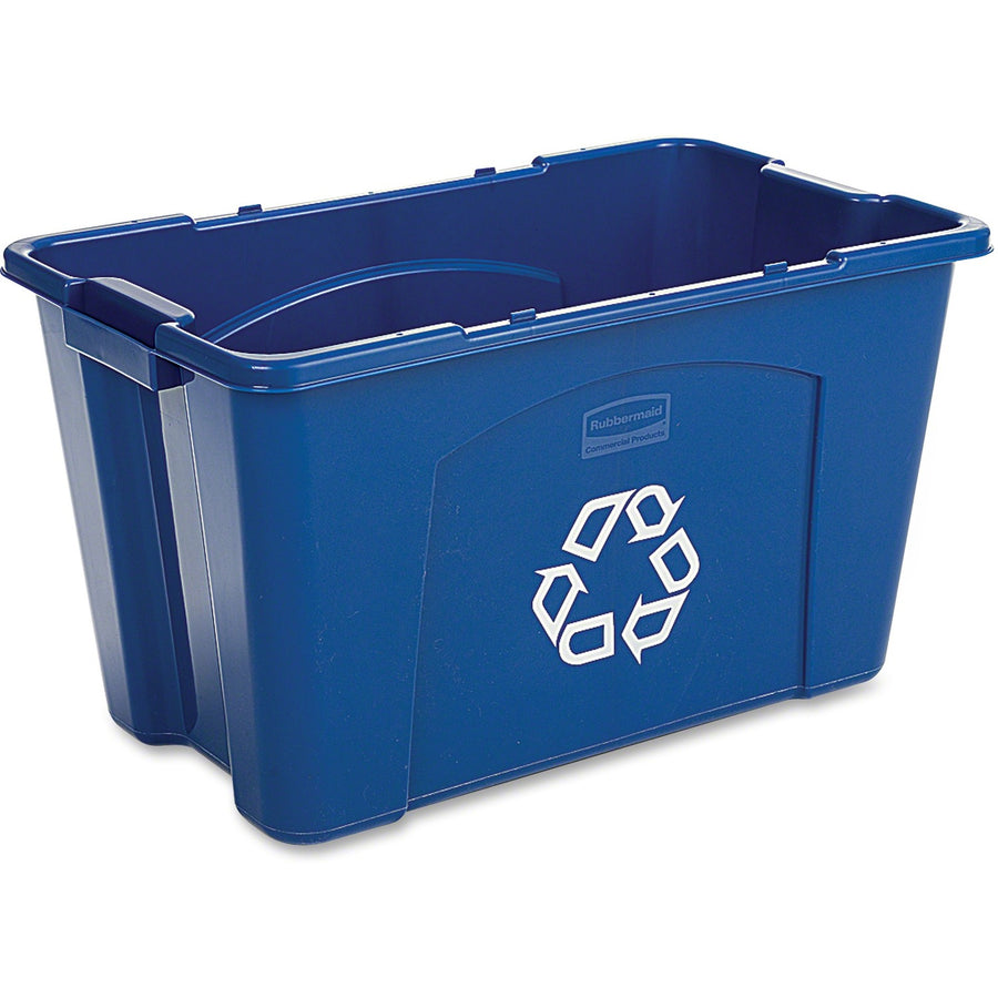 Rubbermaid Commercial 18-gallon Recycling Box, 16" x 14.8", Blue, Stackable, 6 / Carton, RCP571873BECT