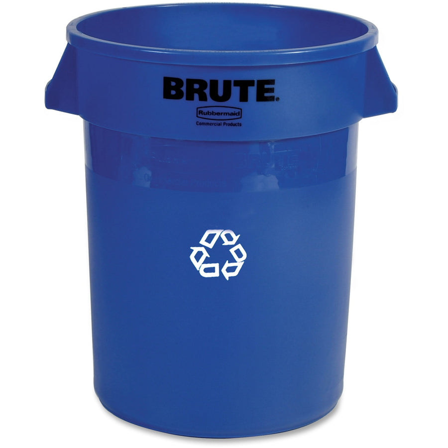 Rubbermaid Commercial Brute 32-Gallon Vented Recycling Containers, Blue, Stainless Steel, Heavy Duty, 6 / Carton, RCP263273CT