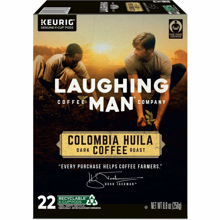 LAUGHING MAN Colombia Huila Coffee, Keurig Single Serve K-Cup Pods, Dark Roast, 22 Count, 22 / Box, GMT8337
