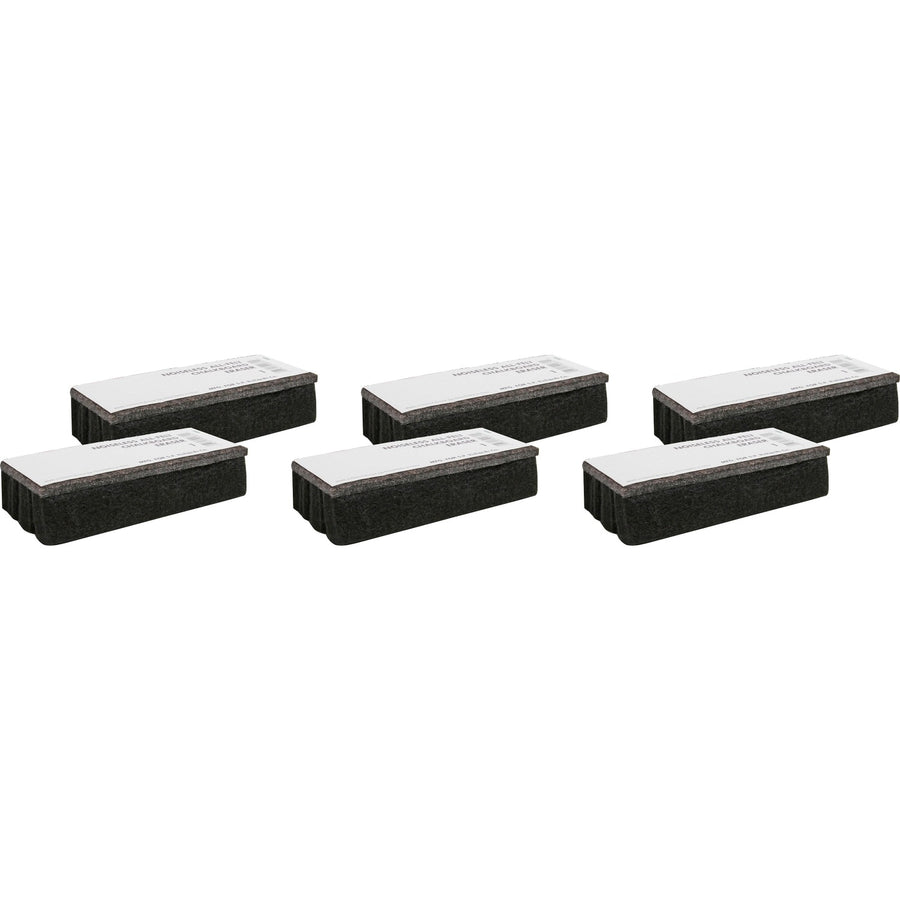 Lorell Chalkboard Erasers, Black, Felt, Dustless, 6 / Bundle, LLR1BD