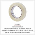 Universal 120# Utility Grade Filament Tape, 3" Core, 24 mm x 54.8 m, Clear, 1 Roll, UNV30024