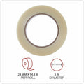 Universal 120# Utility Grade Filament Tape, 3" Core, 24 mm x 54.8 m, Clear, 1 Roll, UNV30024