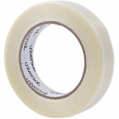 Universal 120# Utility Grade Filament Tape, 3" Core, 24 mm x 54.8 m, Clear, 1 Roll, UNV30024