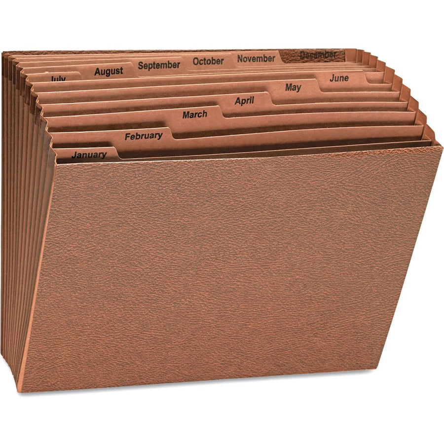 Universal Expanding Files, 12 Sections, 1/12-Cut Tabs, Letter Size, Redrope, 12" x 10", Assorted, UNV13930