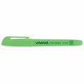 Universal Pocket Highlighters, Fluorescent Green Ink, Chisel Tip, Green Barrel, Dozen, 1 Dozen, UNV08852
