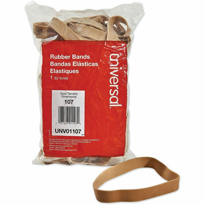 Universal Rubber Bands, Size 107, 0.06" Gauge, Beige, 1 lb Box, 40/Pack, UNV01107