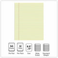 Universal Glue Top Pads, Wide/Legal Rule, 50 Canary-Yellow 8.5 x 11 Sheets, Dozen, 1 Dozen, UNV22000