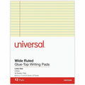 Universal Glue Top Pads, Wide/Legal Rule, 50 Canary-Yellow 8.5 x 11 Sheets, Dozen, 1 Dozen, UNV22000