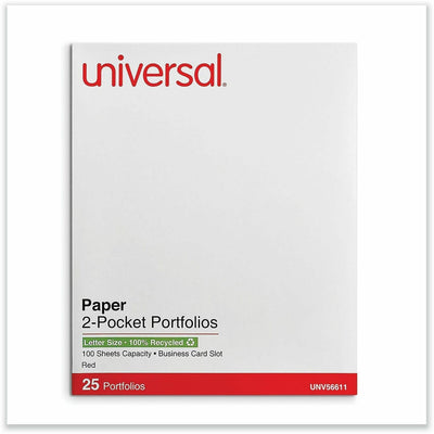 Universal Pocket Folder, 11" Width x 8 1/2" Length, 25 Box, UNV56611