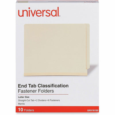 Universal Straight Tab Cut Letter Classification Folder, Manila, 8 1/2" Width x 11" Length, 10 Box, UNV16150