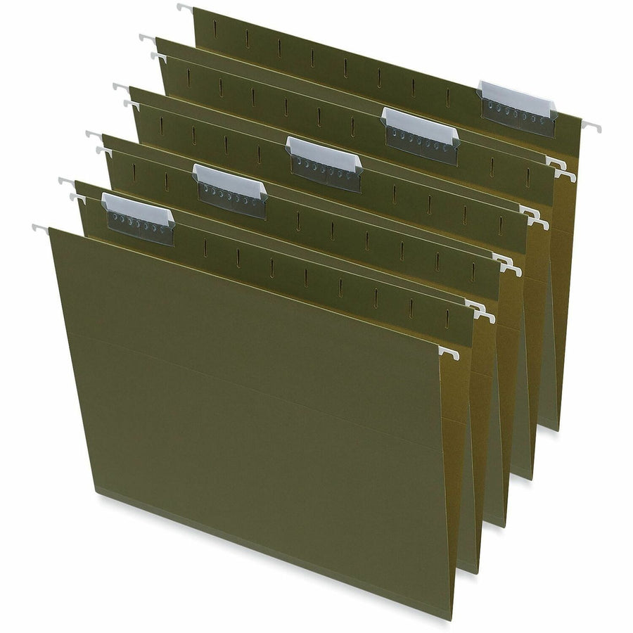 Universal Hanging Folder, 8.5" Width x 11" Length, Standard Green, Stock, 1/5, Assorted, 25 / Box, UNV14141