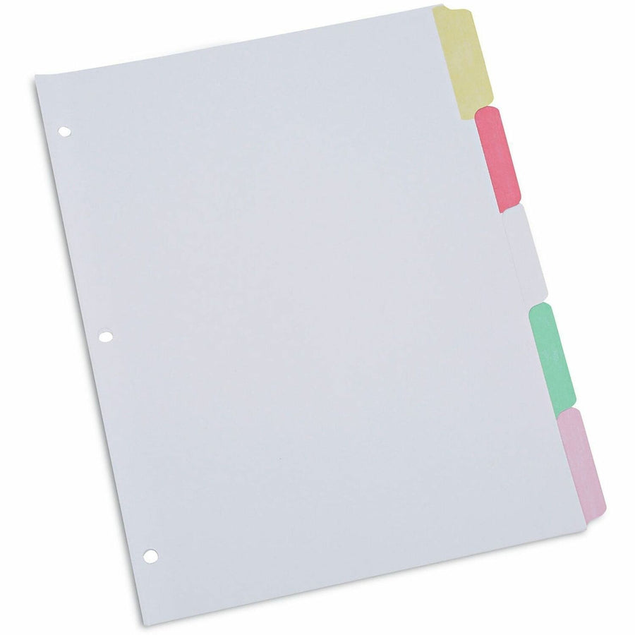 Universal Deluxe Write-On/Erasable Tab Index, 5-Tab, 11 x 8.5, White, Assorted Tabs, 1 Set, 8.50" Width x 11" Length, Side, Laminated Tab, UNV20816