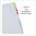 Universal Deluxe Write-On/Erasable Tab Index, 5-Tab, 11 x 8.5, White, Assorted Tabs, 1 Set, 8.50" Width x 11" Length, UNV20816