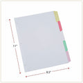 Universal Deluxe Write-On/Erasable Tab Index, 5-Tab, 11 x 8.5, White, Assorted Tabs, 1 Set, 8.50" Width x 11" Length, UNV20816