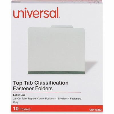 Universal 2/5 Tab Cut Letter Classification Folder, Gray, 8 1/2" Width x 11" Length, 10 Box, UNV10252