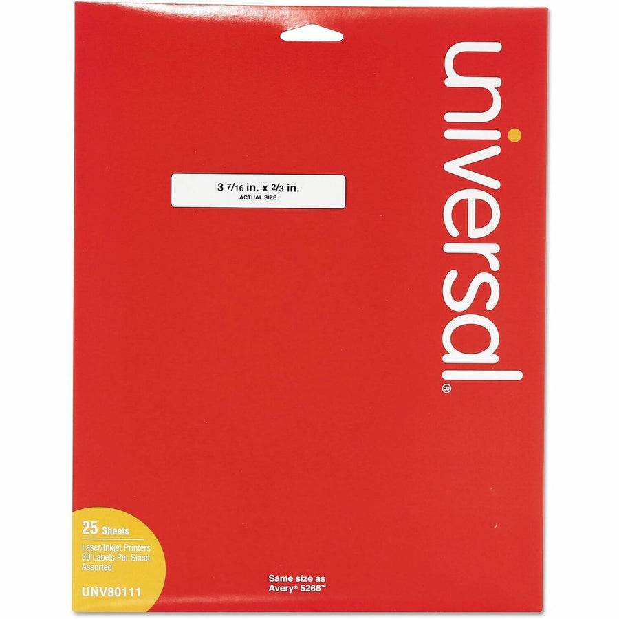 Universal File Folder Label, Yellow, Paper, 25, Self-adhesive, 750 / Pack, UNV80111