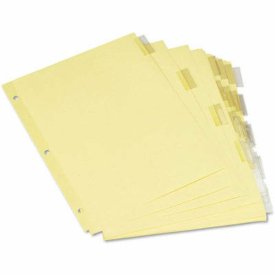 Universal Insertable Tab Index, 5-Tab, 11 x 8.5, Buff, Clear Tabs, 6 Sets, 8.50" Width x 11" Length, UNV21871
