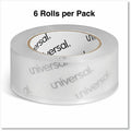 Universal Quiet Tape Box Sealing Tape, 3" Core, 1.88" x 109 yds, Clear, 6/Pack, UNV73000
