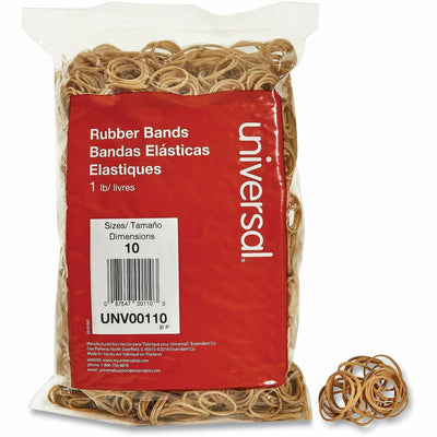Universal Rubber Bands, Size 10, 0.04" Gauge, Beige, 1 lb Box, 3,400/Pack, UNV00110