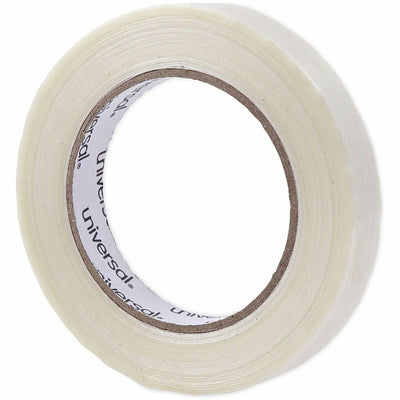 Universal 120# Utility Grade Filament Tape, 3" Core, 18 mm x 54.8 m, Clear, 1 Roll, UNV30018