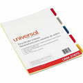 Universal Insertable Tab Index, 5-Tab, 11 x 8.5, Buff, Assorted Tabs, 6 Sets, 8.50" Width x 11" Length, UNV21870