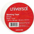 Universal General-Purpose Masking Tape, 3" Core, 48 mm x 54.8 m, Beige, 2/Pack, UNV51302