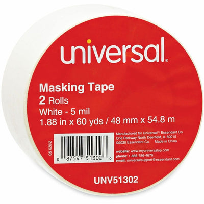 Universal General-Purpose Masking Tape, 3" Core, 48 mm x 54.8 m, Beige, 2/Pack, UNV51302