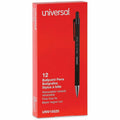 Universal Ballpoint Pen, Retractable, Fine 0.7 mm, Black Ink, Black Barrel, Dozen, 1 Dozen, UNV15520