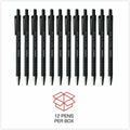 Universal Ballpoint Pen, Retractable, Fine 0.7 mm, Black Ink, Black Barrel, Dozen, 1 Dozen, UNV15520