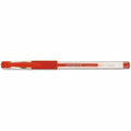 Universal Comfort Grip Gel Pen, Stick, Medium 0.7 mm, Red Ink, Clear/Red Barrel, Dozen, 1 Dozen, UNV39512