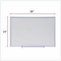 Universal Deluxe Melamine Dry Erase Board, 36" x 24", White Surface, Satin Aluminum Frame, UNV44624