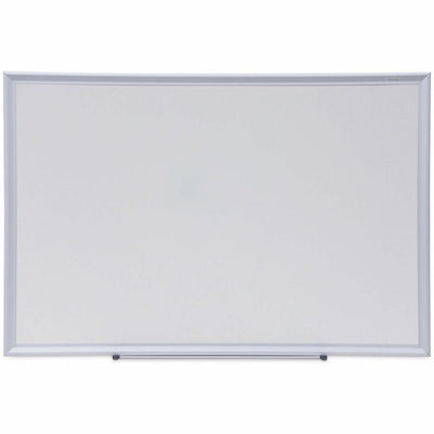 Universal Deluxe Melamine Dry Erase Board, 36" x 24", White Surface, Satin Aluminum Frame, UNV44624