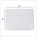 Universal Deluxe Melamine Dry Erase Board, 48" x 36", White Surface, Satin Aluminum Frame, UNV44636