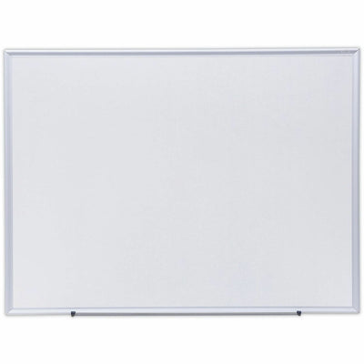 Universal Deluxe Melamine Dry Erase Board, 48" x 36", White Surface, Satin Aluminum Frame, UNV44636