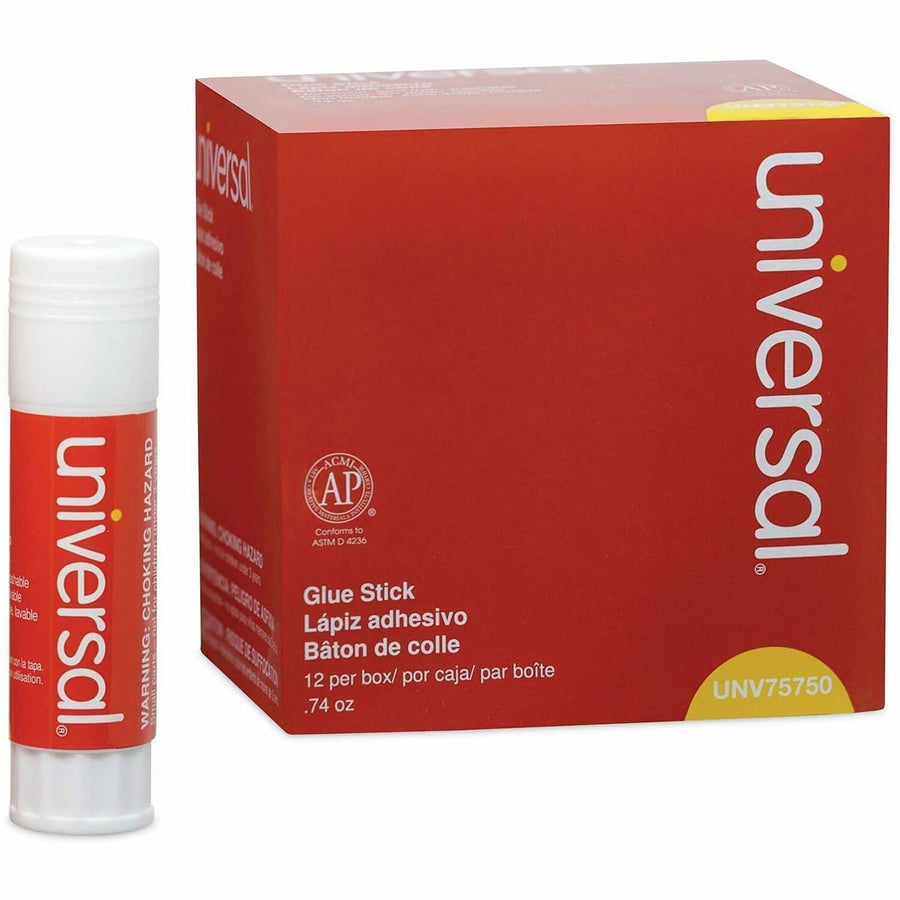 Universal Glue Stick, Clear, Easy to Use, 12 / Pack, UNV75750