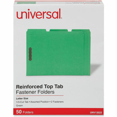 Universal 1/3 Tab Cut Letter Classification Folder, Green, 8 1/2" Width x 11" Length, 50 Box, UNV13522