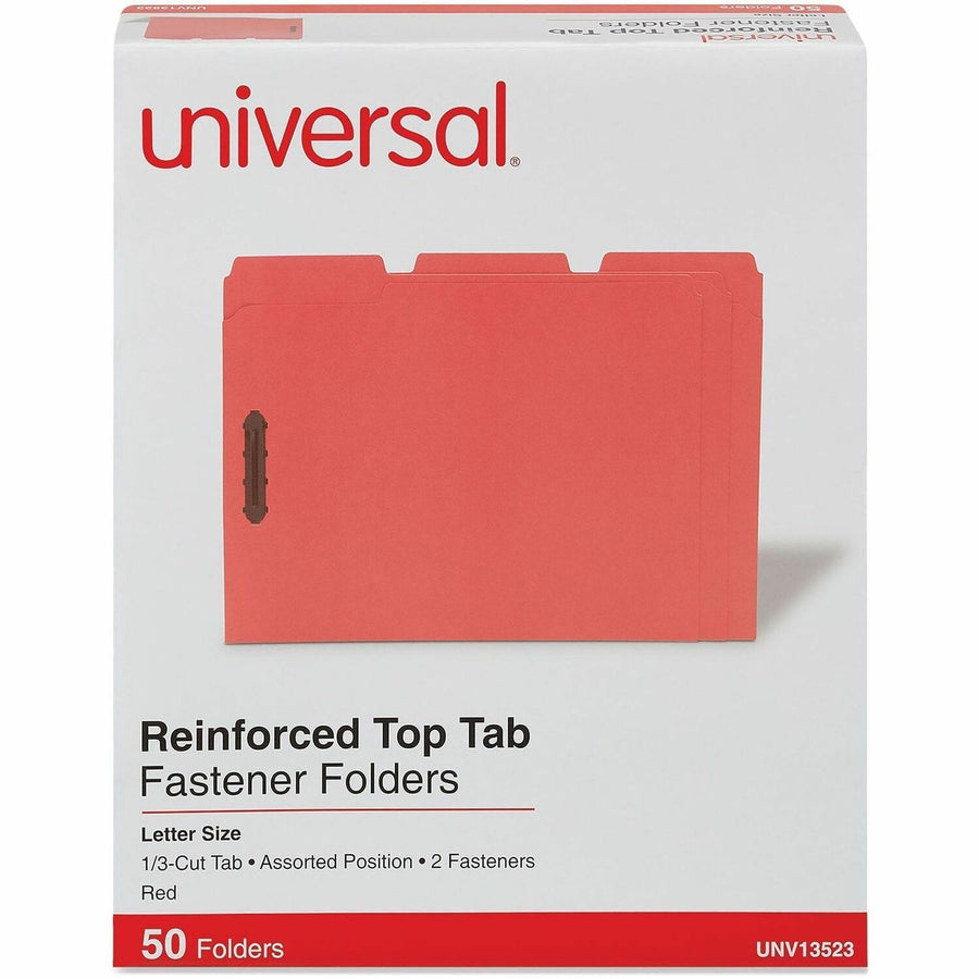 Universal Classification Folder, 8.5" Width x 11" Length, Red, 1/3, Assorted, 50 / Box, UNV13523