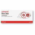 Universal Double-sided Adhesive Tape Roller, 0.31" x 32.8 ft, Dries Clear, 2/Pack, UNV75614