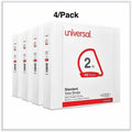 Universal Slant D-Ring View Binder, 3 Rings, 2" Capacity, 11 x 8.5, White, 4/Pack, 8 1/2" Width x 11" Length, UNV20746PK