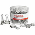 Universal Binder Clips with Storage Tub, Small, Silver, 40/Pack, UNV11240